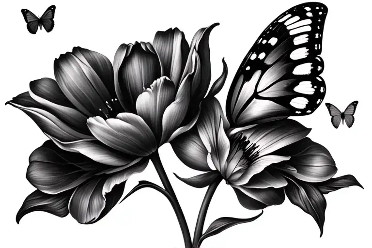 Tulips And Butterflies