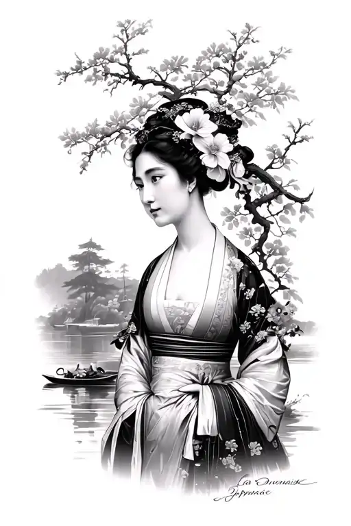 Create Monet's La Japonaise In The Style Of American Classic
