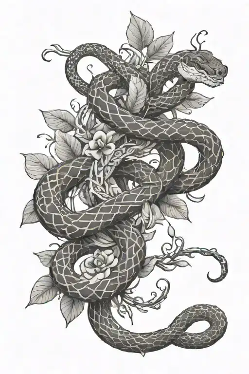 Snake Intertwined Vines
