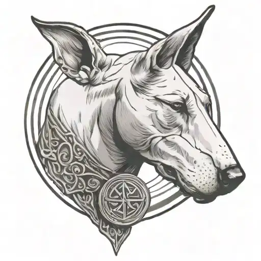 Bull Terrier With Viking Rune Circle