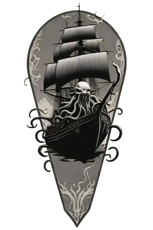 Kraken Attacking A Ship