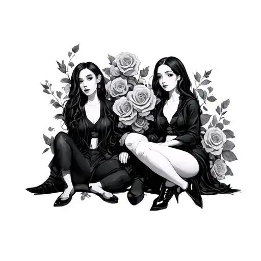 Roses And Friends Sitting