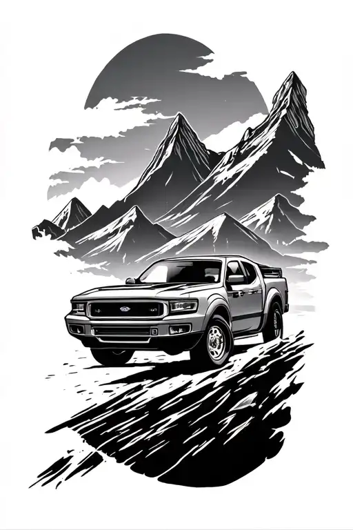 Ford Maverick And Mountains Inside