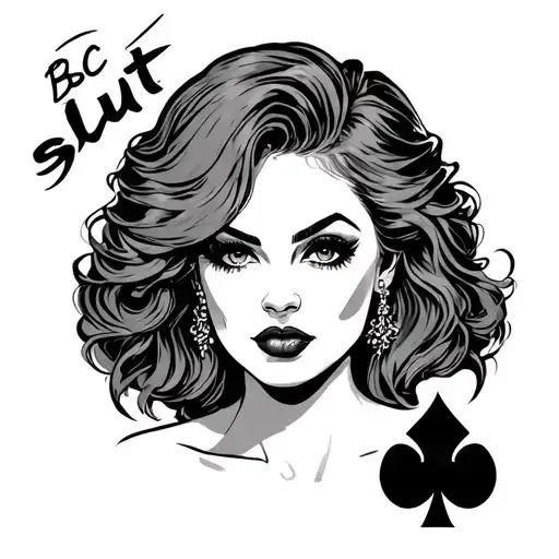 Hot Lady Face With A Spade Symbol And Says Bbc Slut