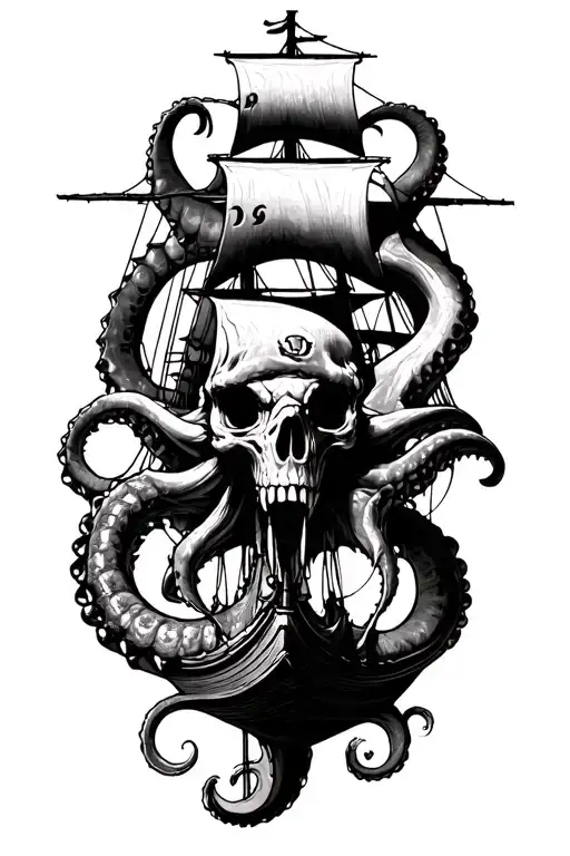 Kraken Attacking Pirate Ship
