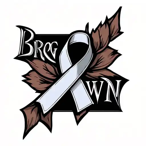The Word Brown With A Cancer Ribbon Hidden