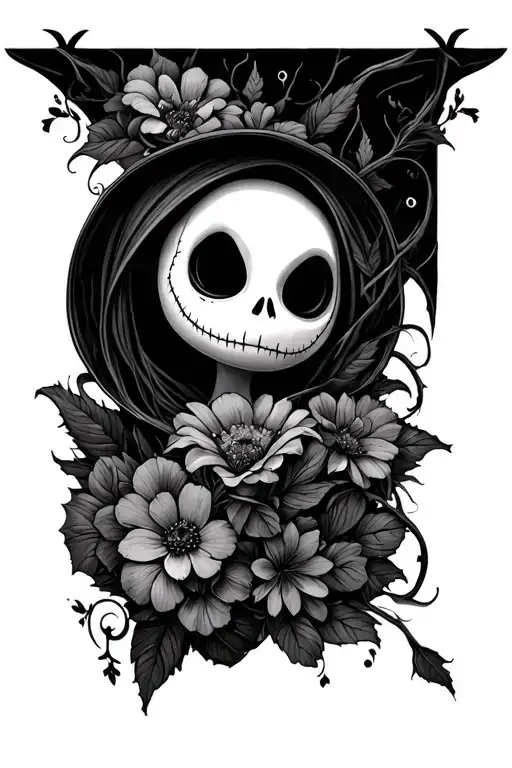 Nightmare Before Christmas With Flowers Wrapped