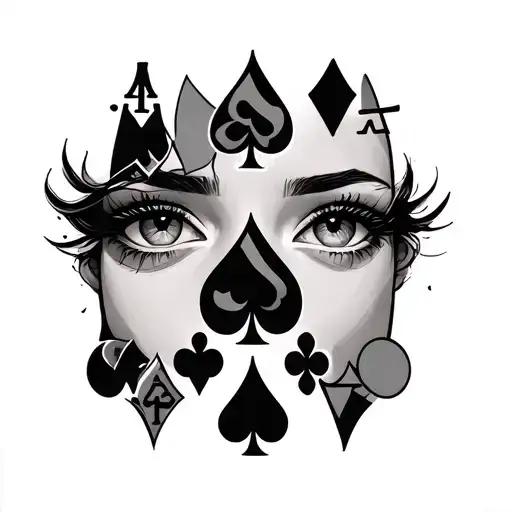 Eyes With Poker Hand Holding