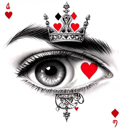 Eyes With Queen Of Hearts And King Of Hearts