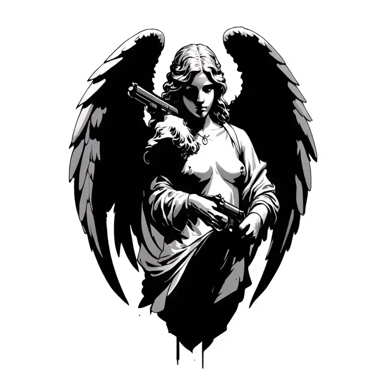 Angel Holding Guns