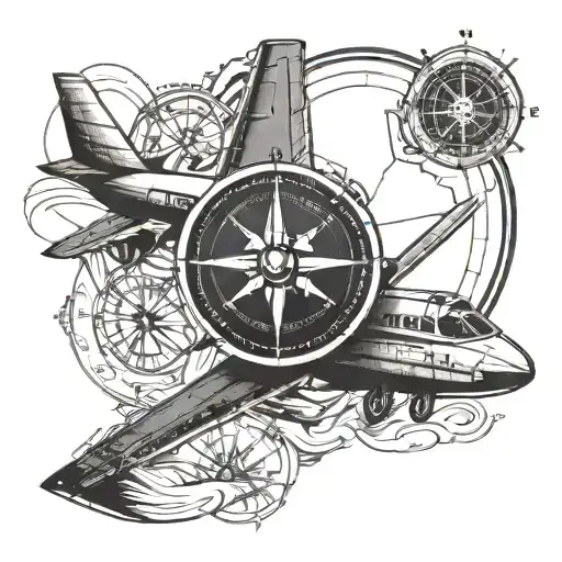 Airplane And Compass
