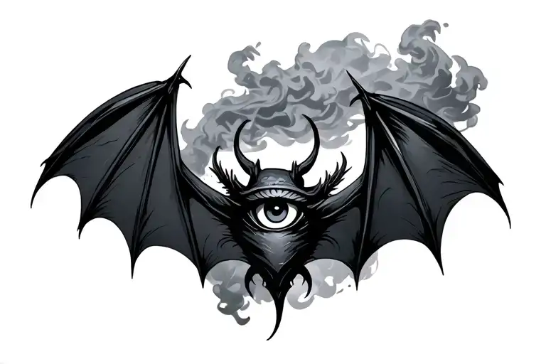 Bats With Smoke Background With Eye Of Horus