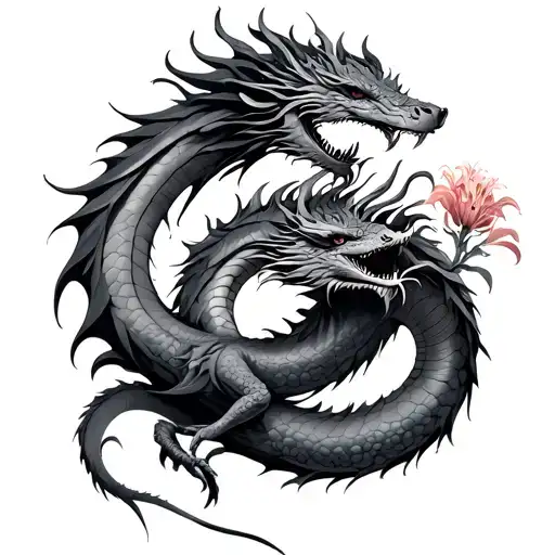 Lycoris Radiata With Dragon Wrapped