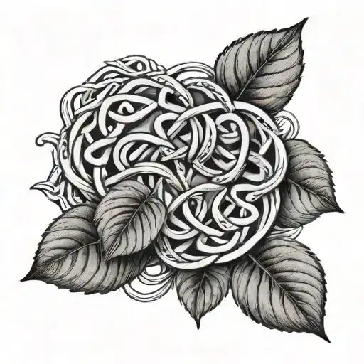 Celtic Knot Intertwined With A Basil Plant Forearm Band