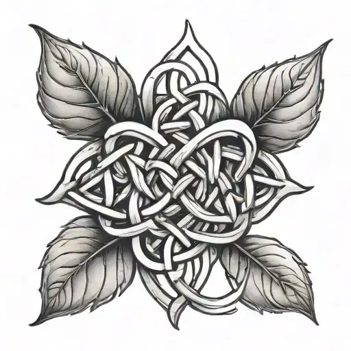 Forearm Band Tattoo Of A Celtic Knot Pattern Intertwined With A Basil Plant