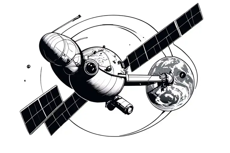 Can You Make A Satellite In Simple Black Line Work