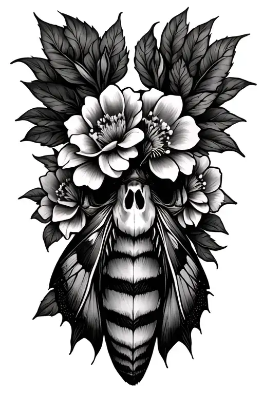 Death Moth With Flowers