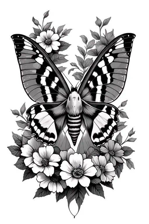 Death Moth With Flowers