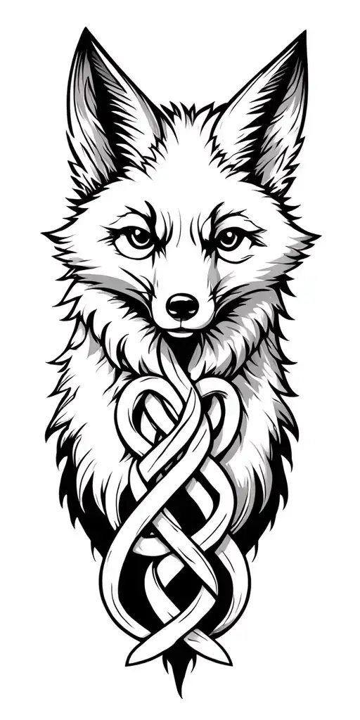 Nordic Knots With Fox Head In Knots On Half Sleeve And Chest