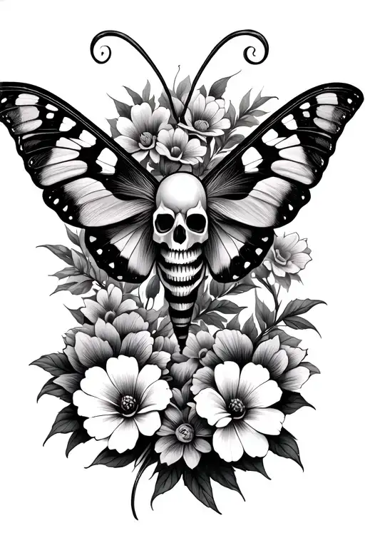 Death Moth With Flowers