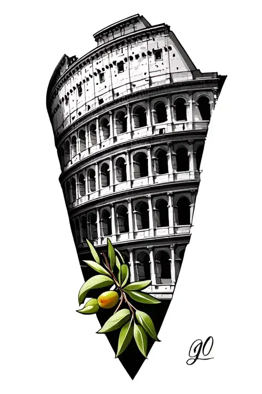 Coliseum With Olive Branch For Italian Heritage As An Architect