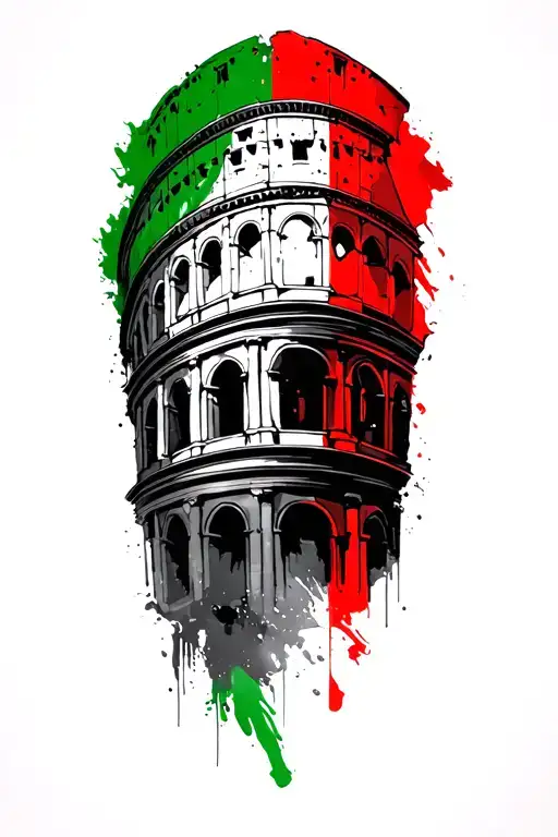 Coliseum Italian Flag Colours Calligraphy Style