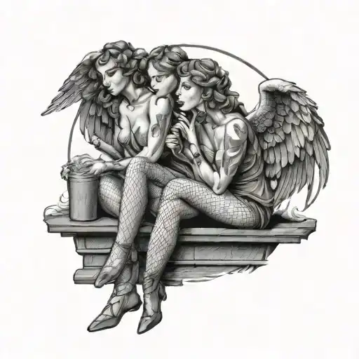 Angels Smoking Cigarettes On Rooftops In Fishnets In The Morning