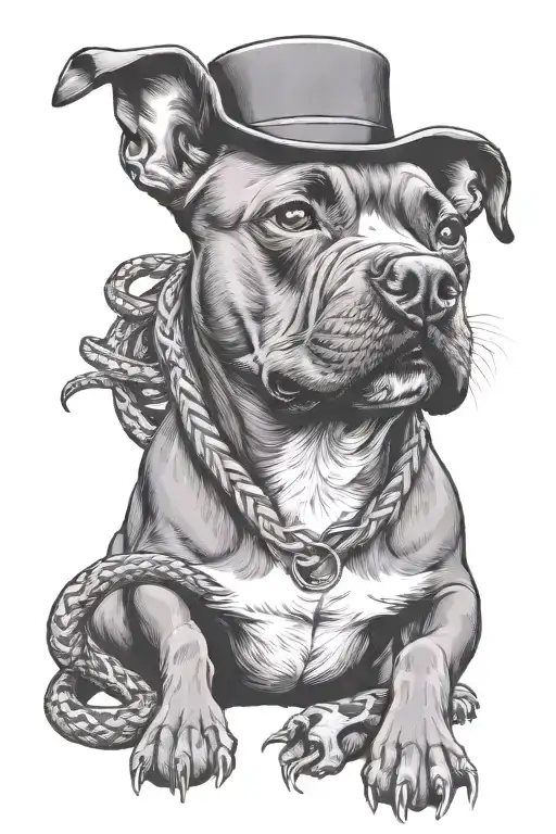 Brindle Staffordshire Bull Terrier With Snakes Crawling