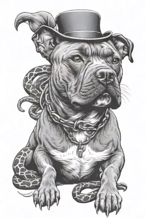 Brindle Staffordshire Bull Terrier With Snakes