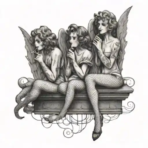 Angels Smoking Cigarettes On Rooftops In Fishnets In The Morning