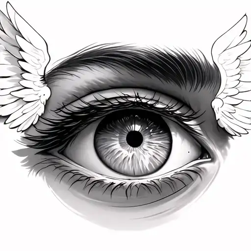 Eye With Wings Flying