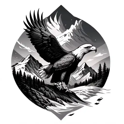 Eagle And Mountain Landscape