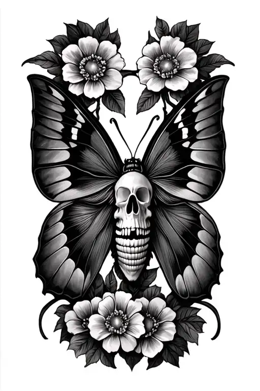 Death Moth With Flowers