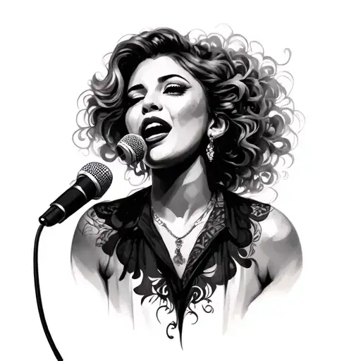 Woman Singing Black And Grey Tattoo Showcasing