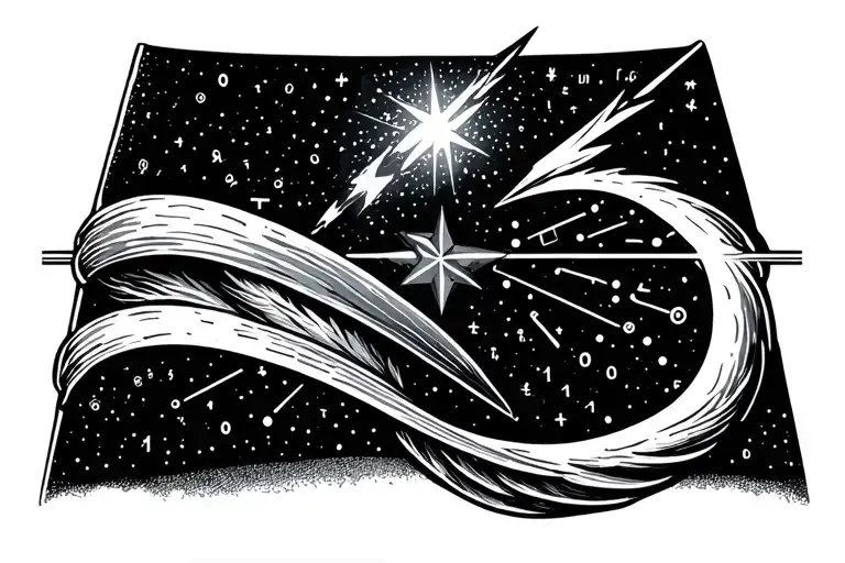 Armband Line With Shooting Star And Morse Code Above The Line