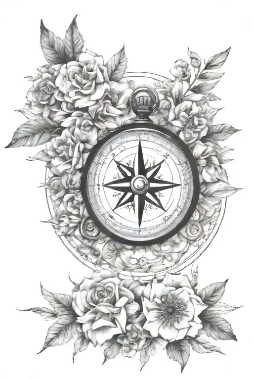Compass And Flowers