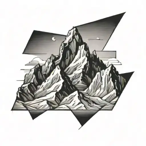 Mount Everest Minimalist Line Art