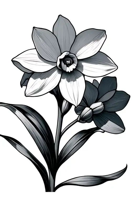 Fine Line Line Narcissus Flower Slightly Geometric