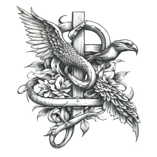 Snake And Doves And Cross