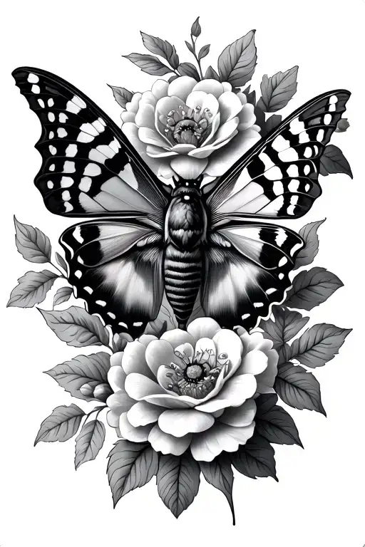 Moth With Flowers Around