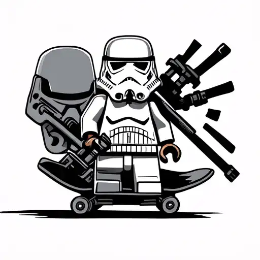 Lego Stormtrooper Riding A Skateboard