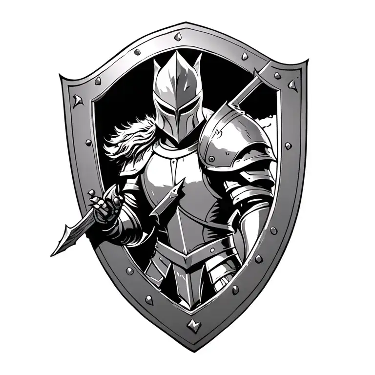 Knight Behind Shield Adorned