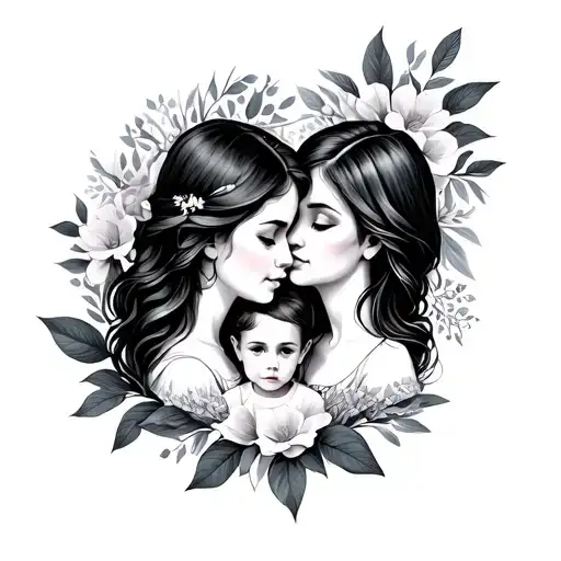 Symbol Of Mother And 2 Kids