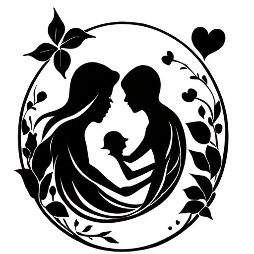 Symbol Of 1 Mother And 2 Kids