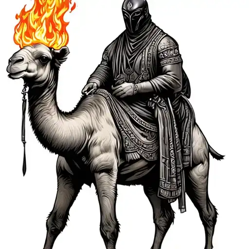 Burning Camel Announced By A Masked Man