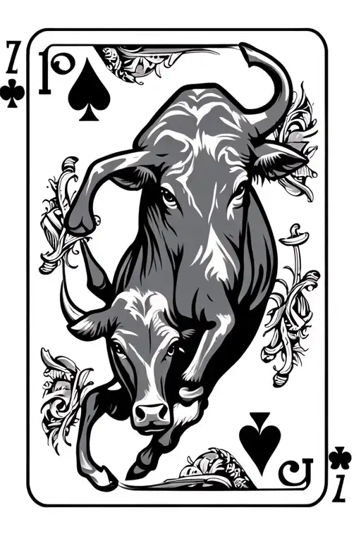 2 Of Diamonds Playing Card With Bucking Bull On It