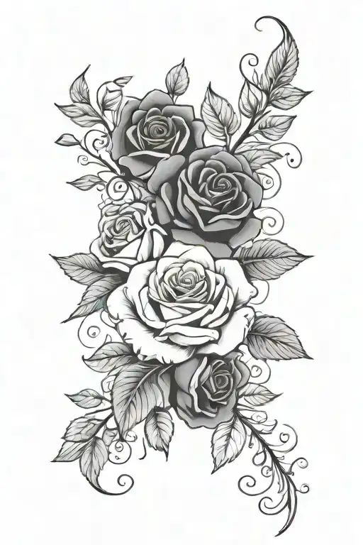 Last Name Written With Roses In The Background