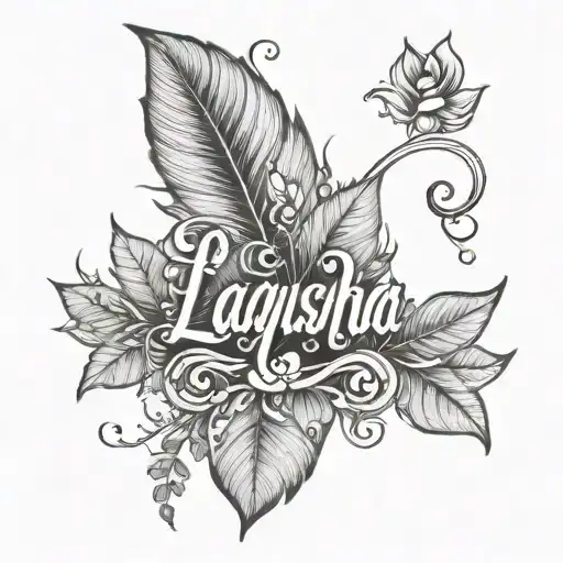 Name Laquisha With Leaves Around It Fancy Font