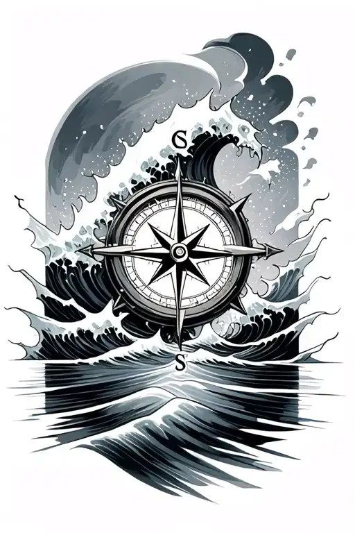Compass With A Wave Breaking
