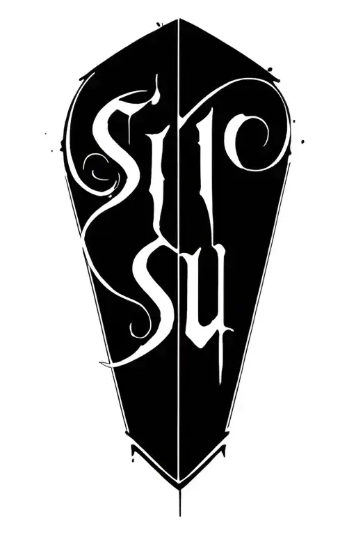 Sisu Word Written Vertically In A Delicate Gothic Font